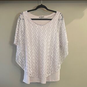 Cream Lace Overlay Tunic Top - Women